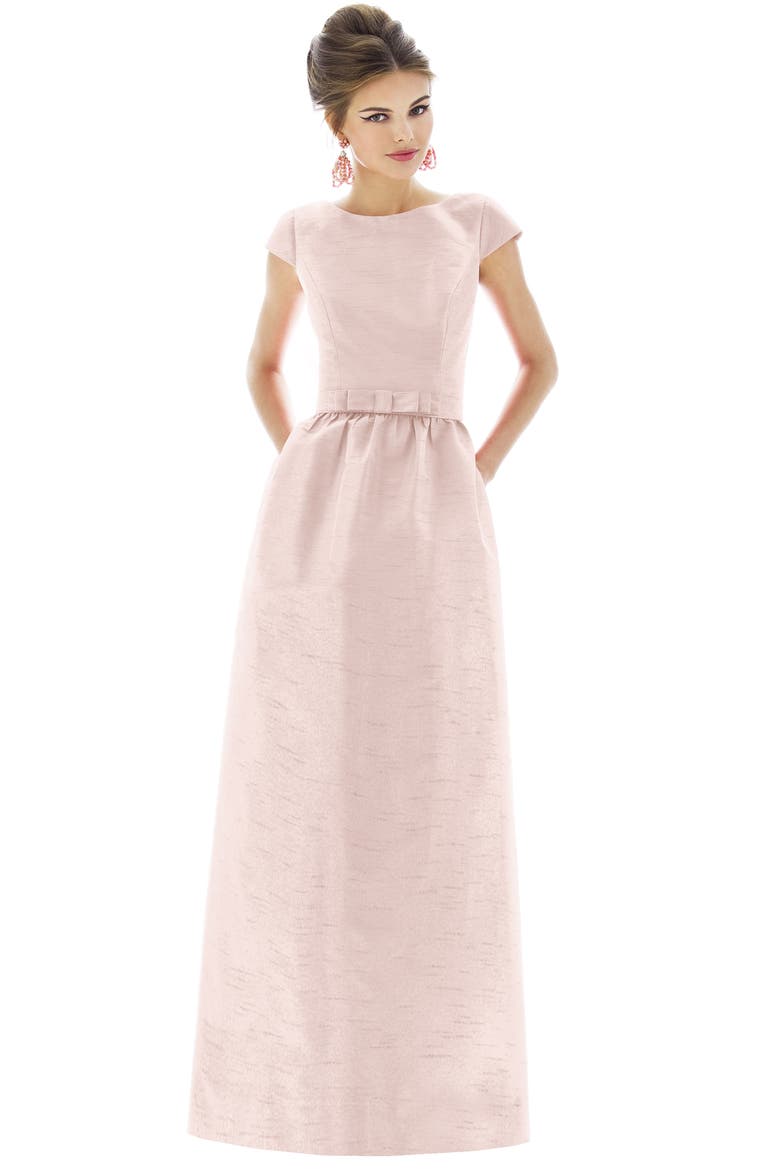 Cap Sleeve A-Line Gown, Alternate, color, PEARL PINK