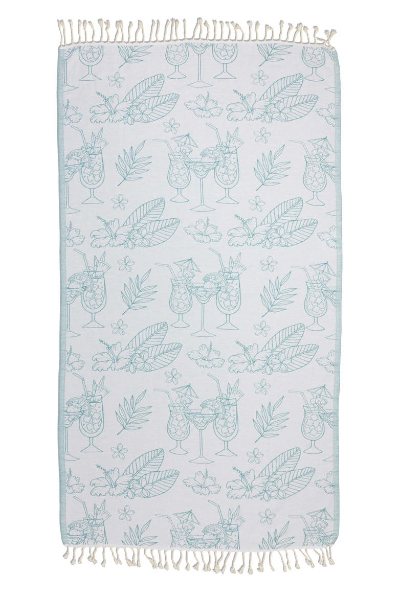 Tropical Drink Organic Turkish Towel, Alternate, color, Aqua
