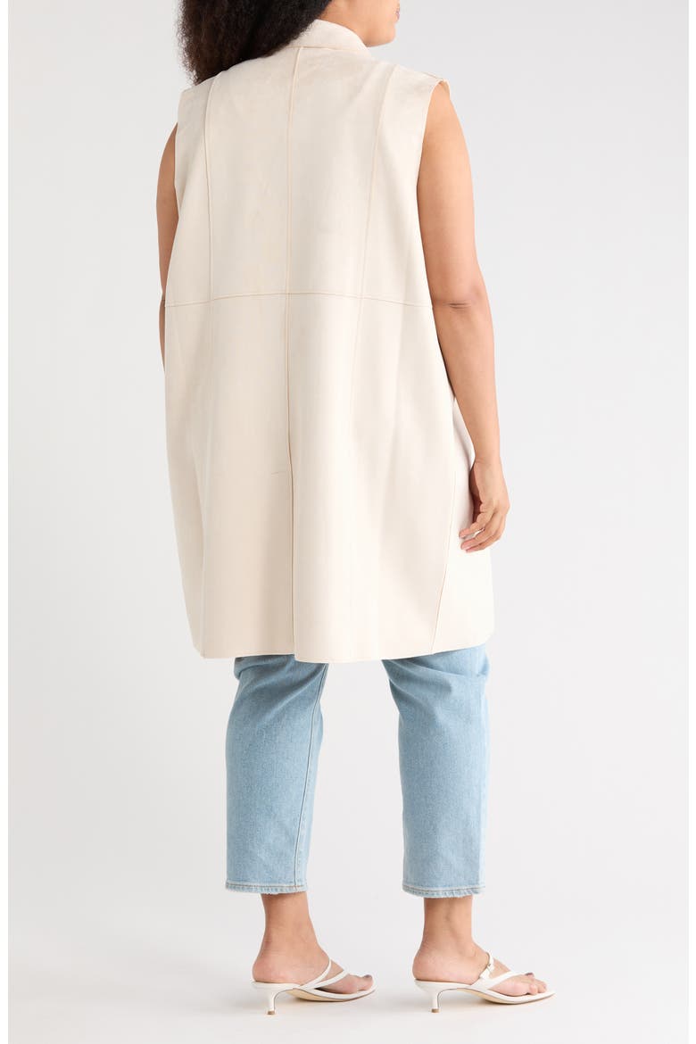 Faux Suede Notch Lapel Vest, Alternate, color, ECRU
