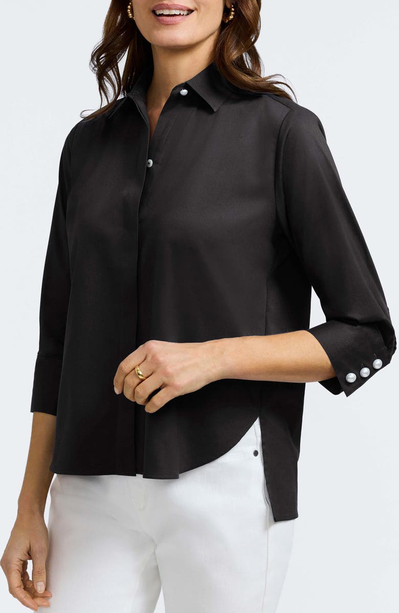 Foxcroft Pearl Three-Quarter Sleeve Button-Up Shirt, Main, color,
