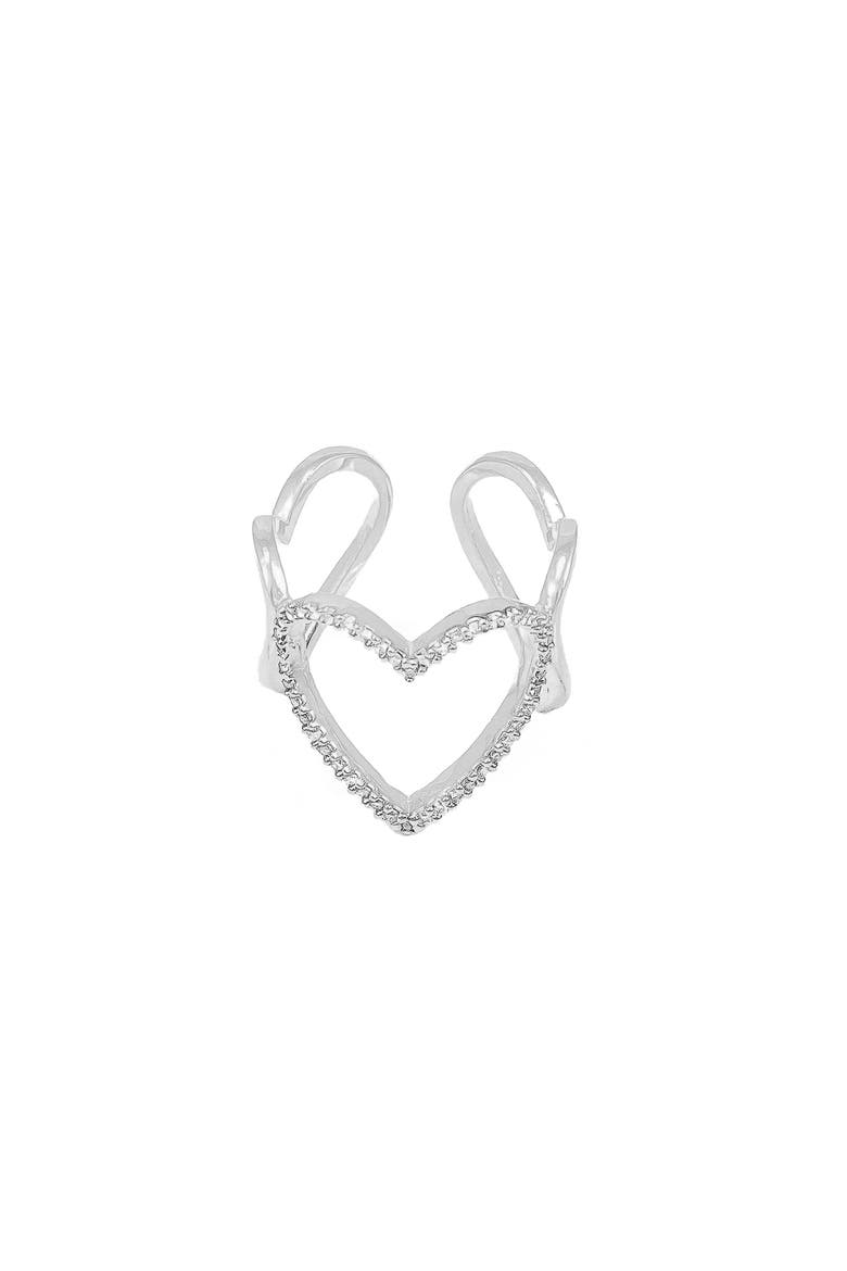 14k Gold Plated Mae Triple Heart Ring Dainty Romantic Trendy, Main, color, Silver