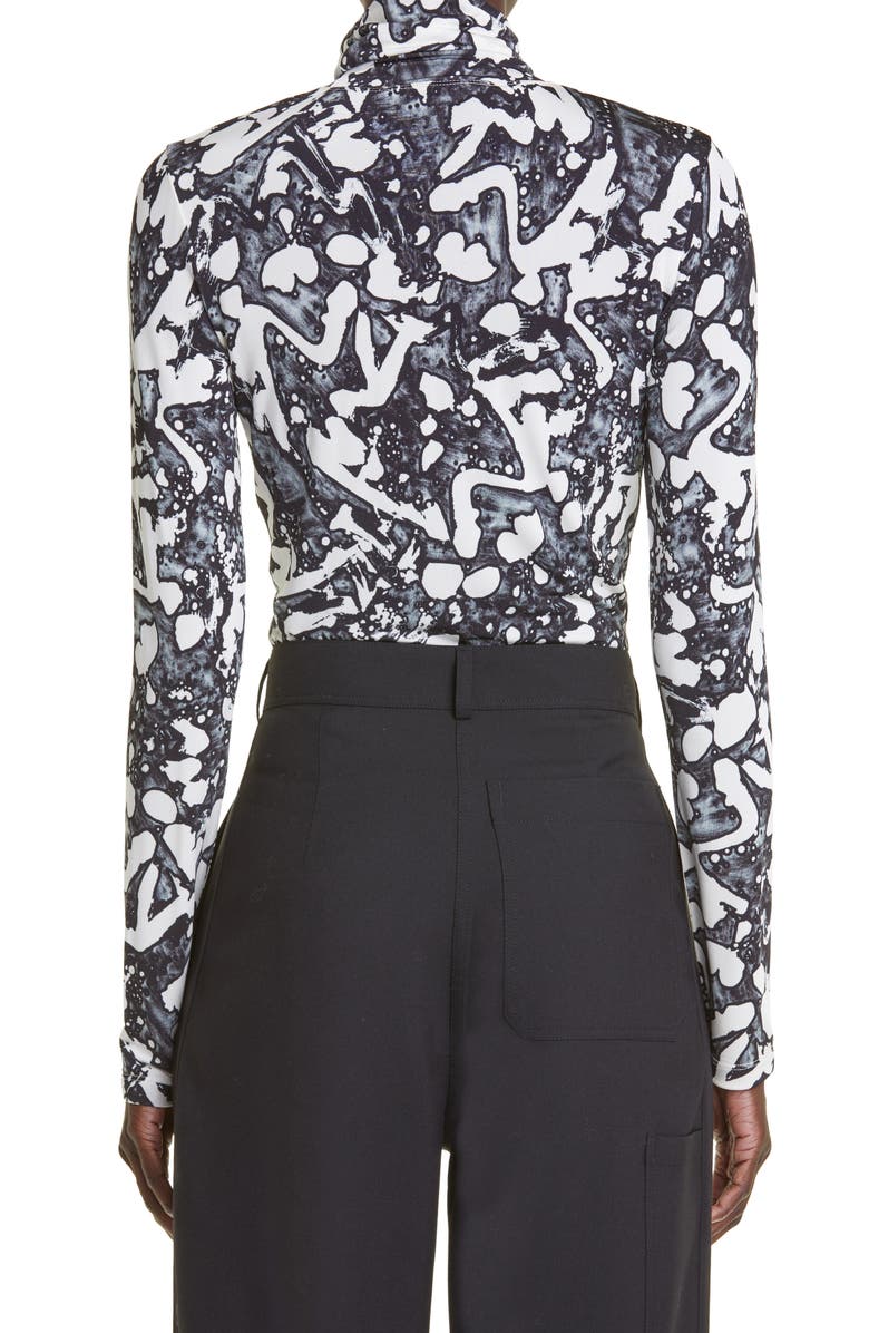 Stella McCartney x Frank Stella Swan Print Turtleneck Top, Alternate, color,