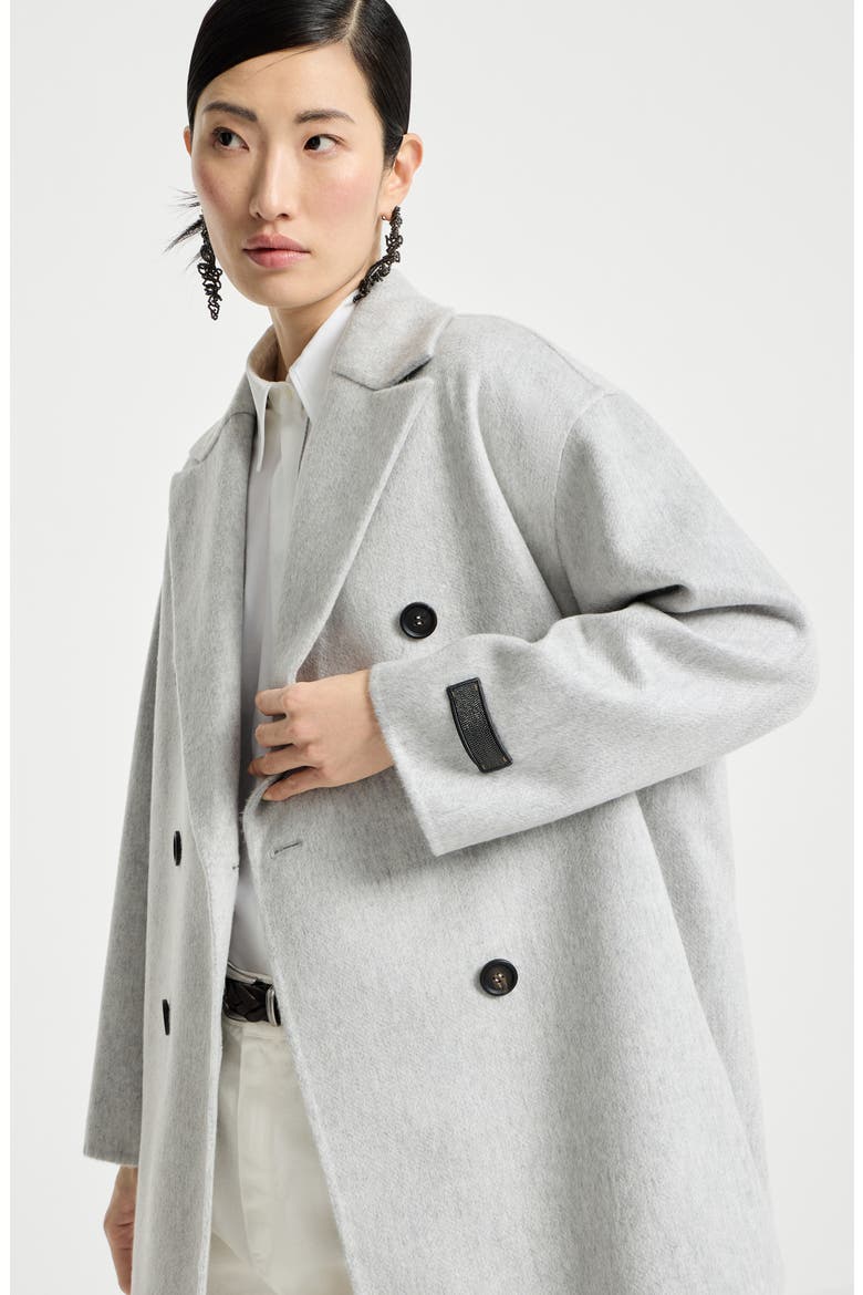 Cashmere double beaver cloth pea coat, Alternate, color, Light Grey