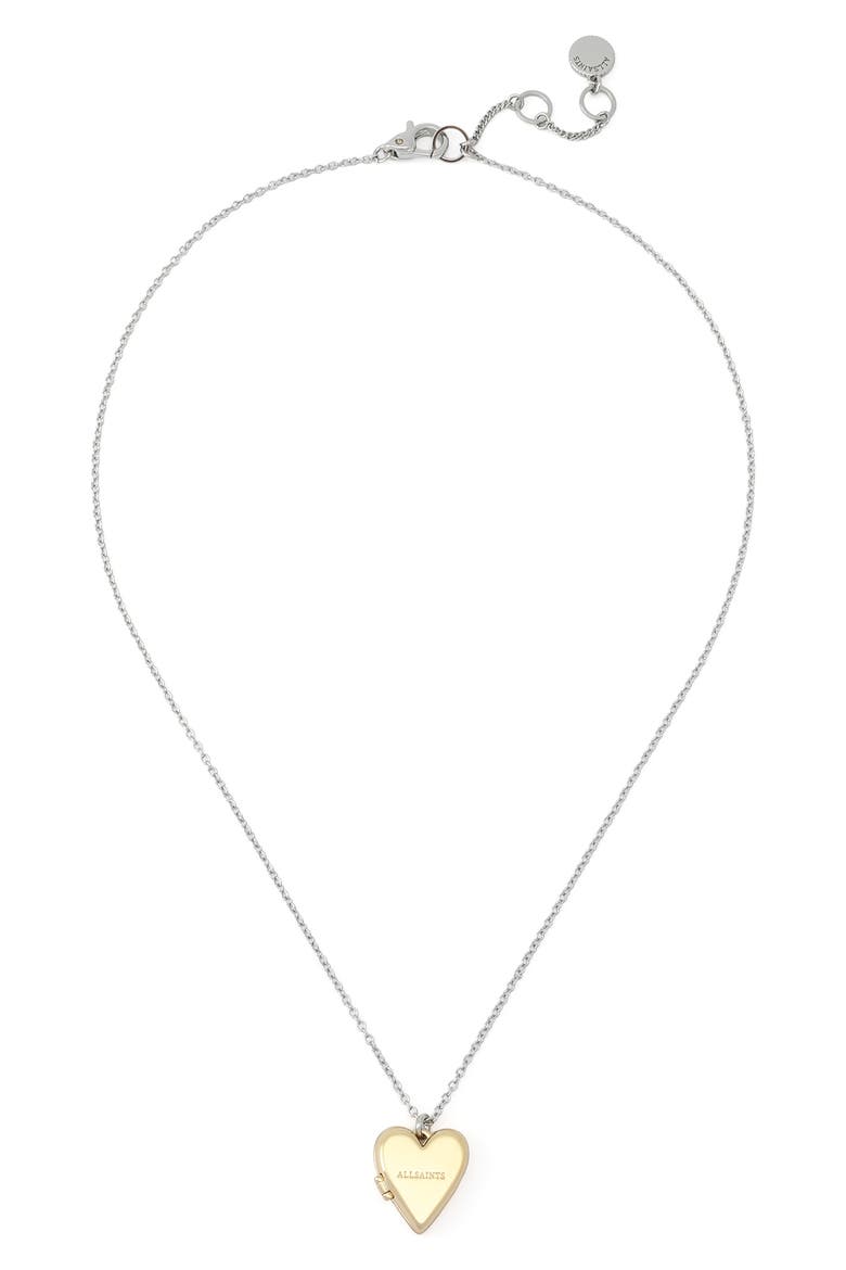 Short Heart Locket Pendant Necklace, Alternate, color, TWO TONE SHINY
