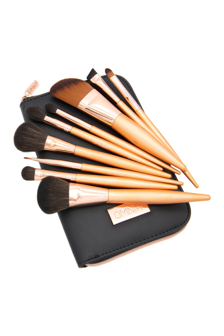 Rose Gold 9pc Makeup Travel Brush Set, Alternate, color, Black