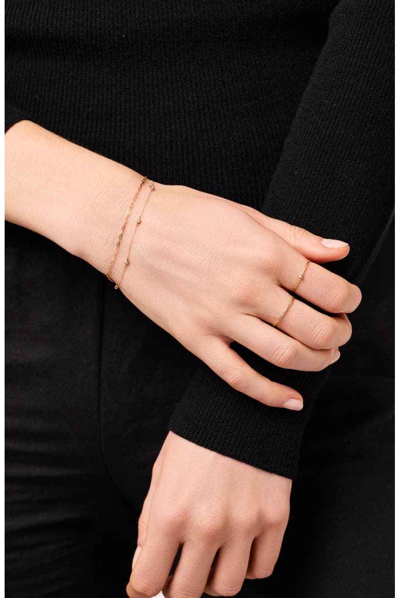 Solid Yellow Gold - Diamond Station Bracelet, Alternate, color, Gold