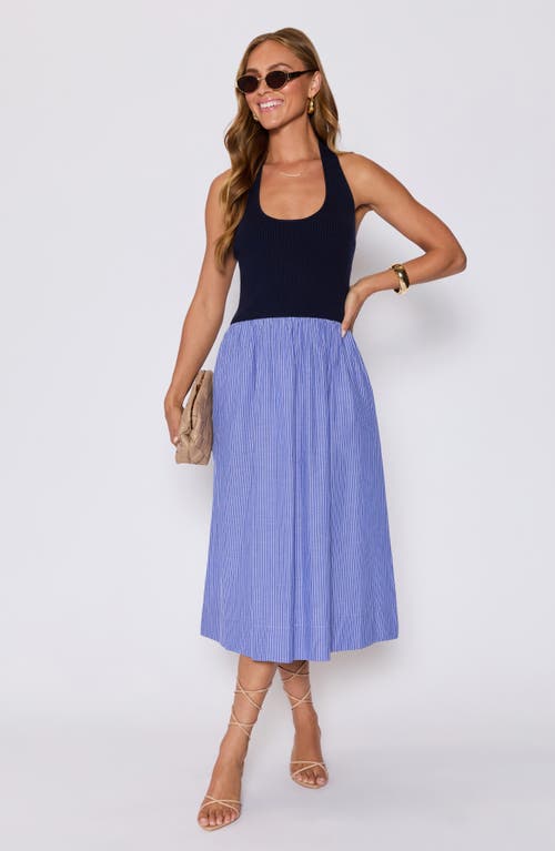 Vici Collection Piper Mixed Media Midi Halter Dress In Multi