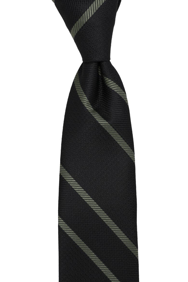 Textured Striped Tie, Alternate, color, BLACK/ OLIVE