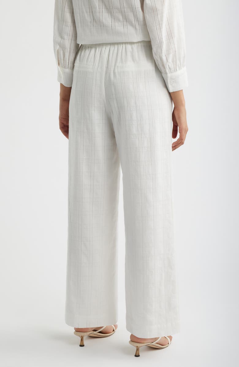 Bernardo Embroidered Stripe Cotton Drawstring Pants, Alternate, color, Bright White