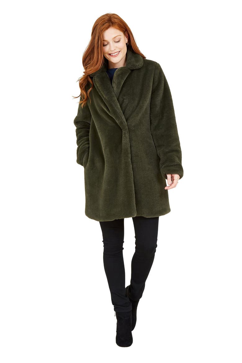 Faux Fur Coat, Alternate, color, Khaki