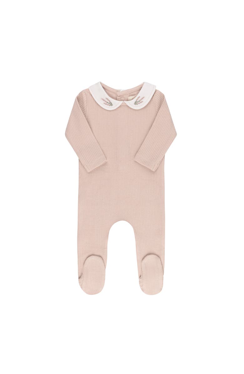 Ely's & Co. Organic Cotton Embroidered Collar Collection - Footie, Main, color, Pink Heather