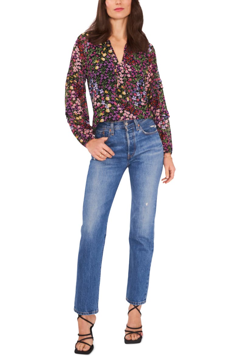 1.STATE Mixed Floral Tie Neck Blouse, Alternate, color,
