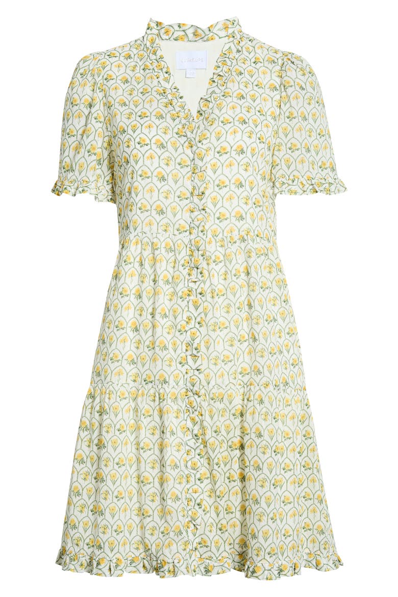 Trinny Floral Print Ruffle Dress, Alternate, color, WHITE-YELLOW