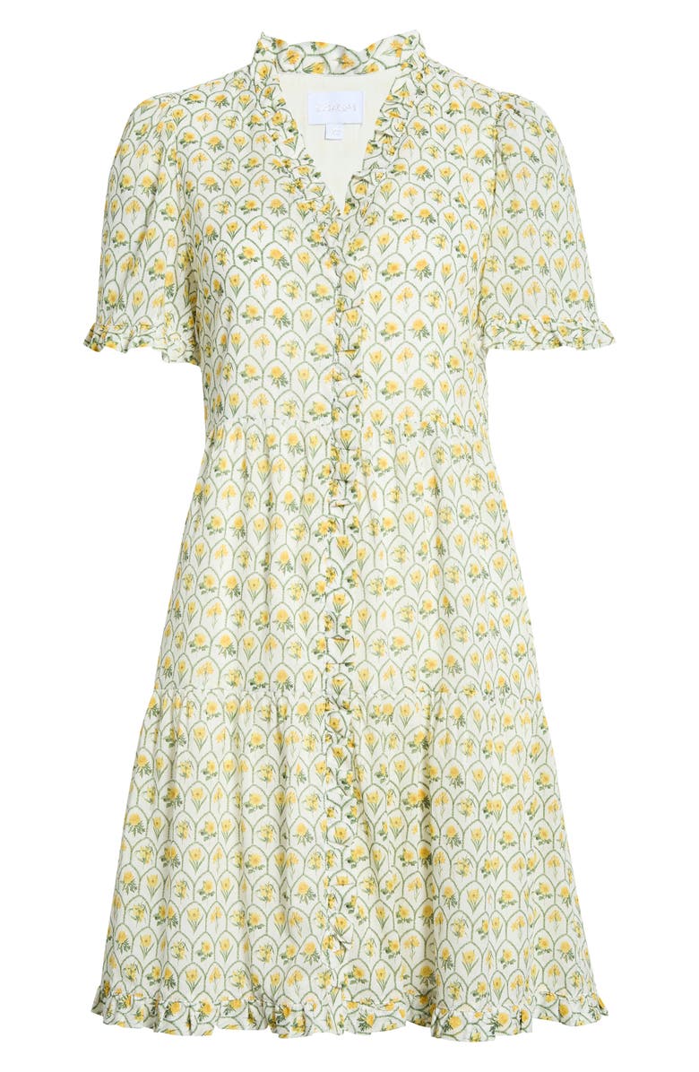 SUGARLIPS Trinny Floral Print Ruffle Dress, Main, color, White-Yellow