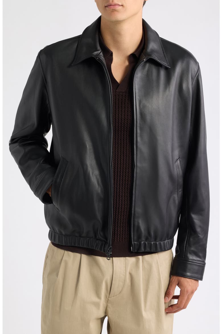 Harrington Leather Jacket, Main, color, BLACK