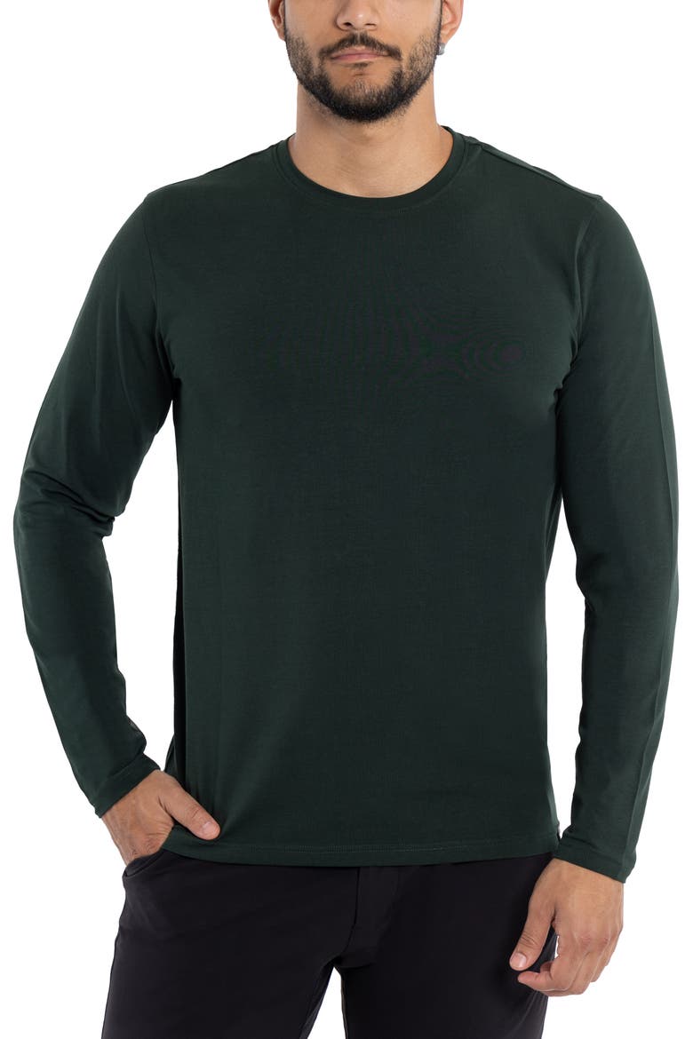 Crewneck Long Sleeve T-Shirt, Main, color, HUNTER