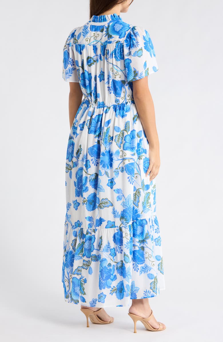 SUGARLIPS Samian Kissa Floral Button-Up Maxi Dress, Alternate, color, White-Blue-Green