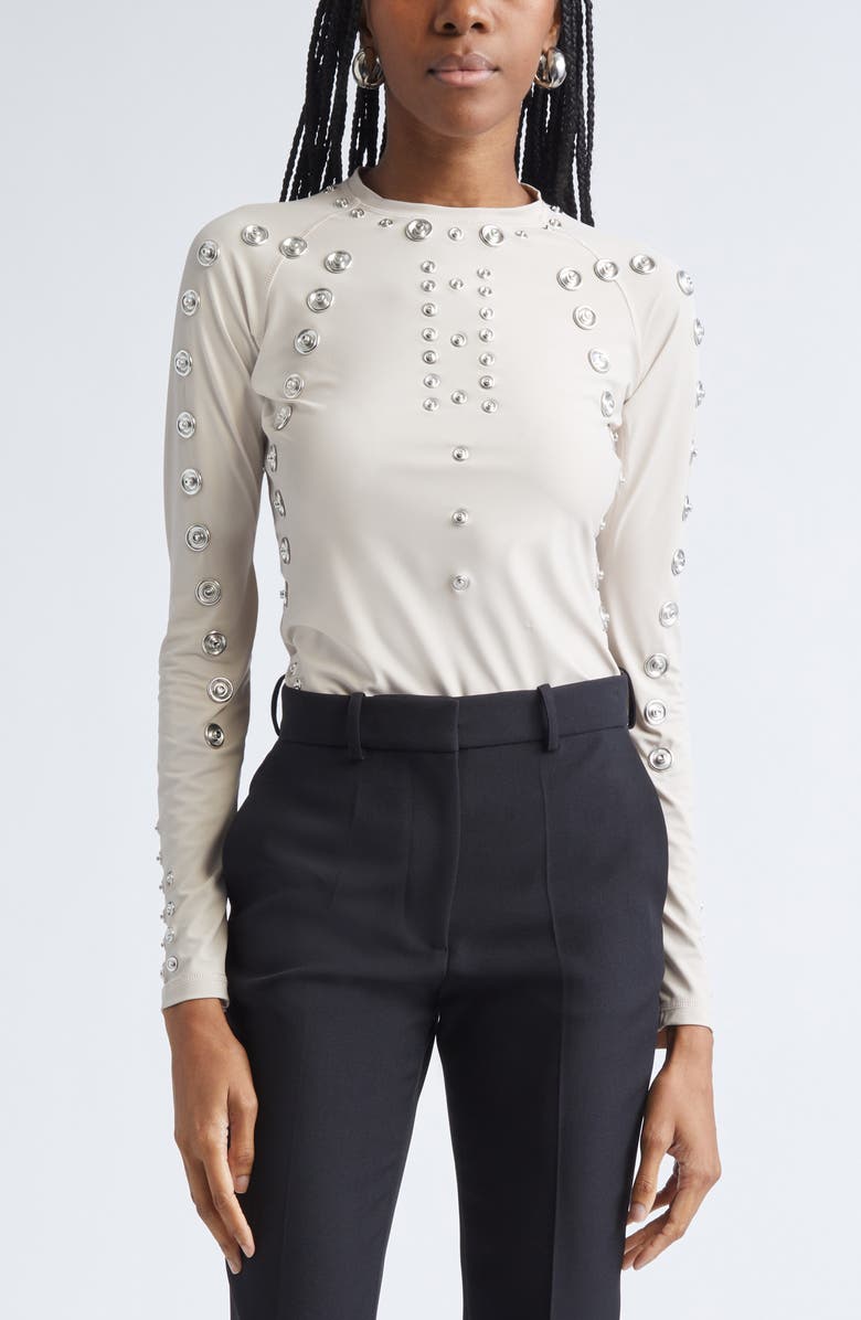 Coperni Snap Detail Jersey Top, Main, color, Beige