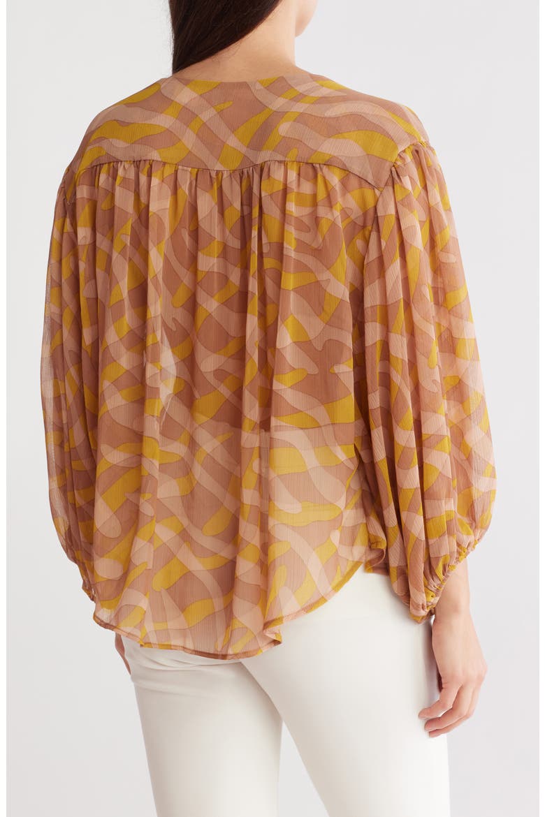 Sheer Puff Sleeve Top, Alternate, color, MUSTARD