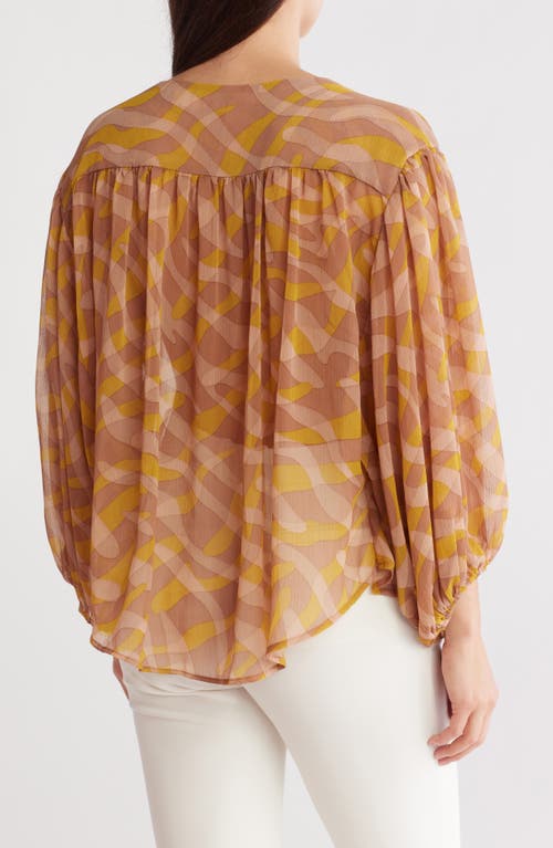 Renee C Sheer Puff Sleeve Top In Mustard