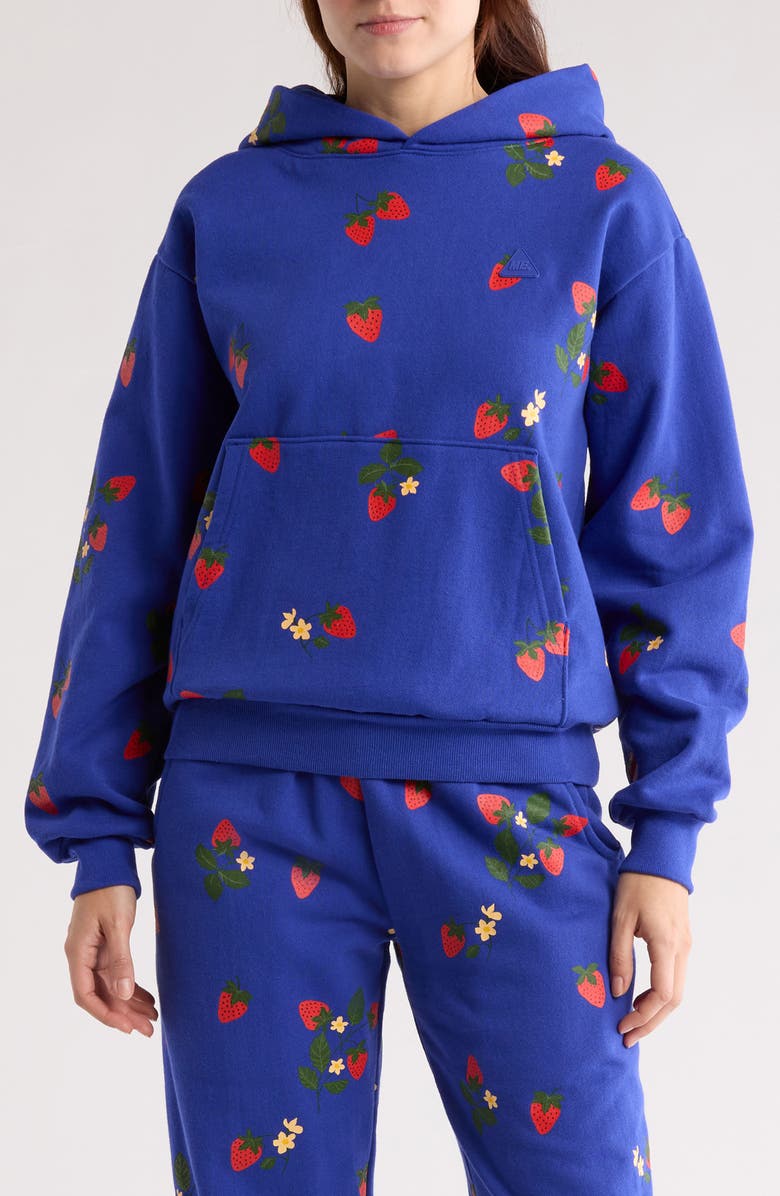 Melody Ehsani Strawberry Print Cotton Hoodie, Main, color, 