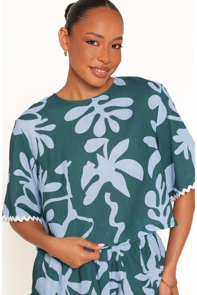 Gaia Shorts Set, Alternate, color, BLUE LEAF