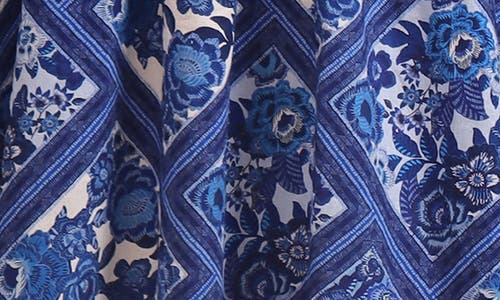 Avec Les Filles Drop Waist Smocked Midi Dress In Blue