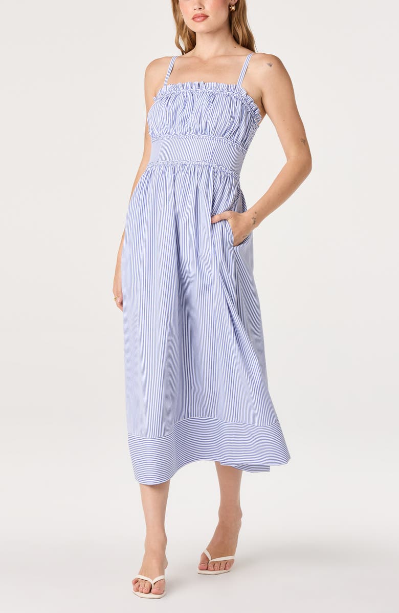 ASTR the Label Montserrat Stripe Midi Dress, Alternate, color, Blue Stripe