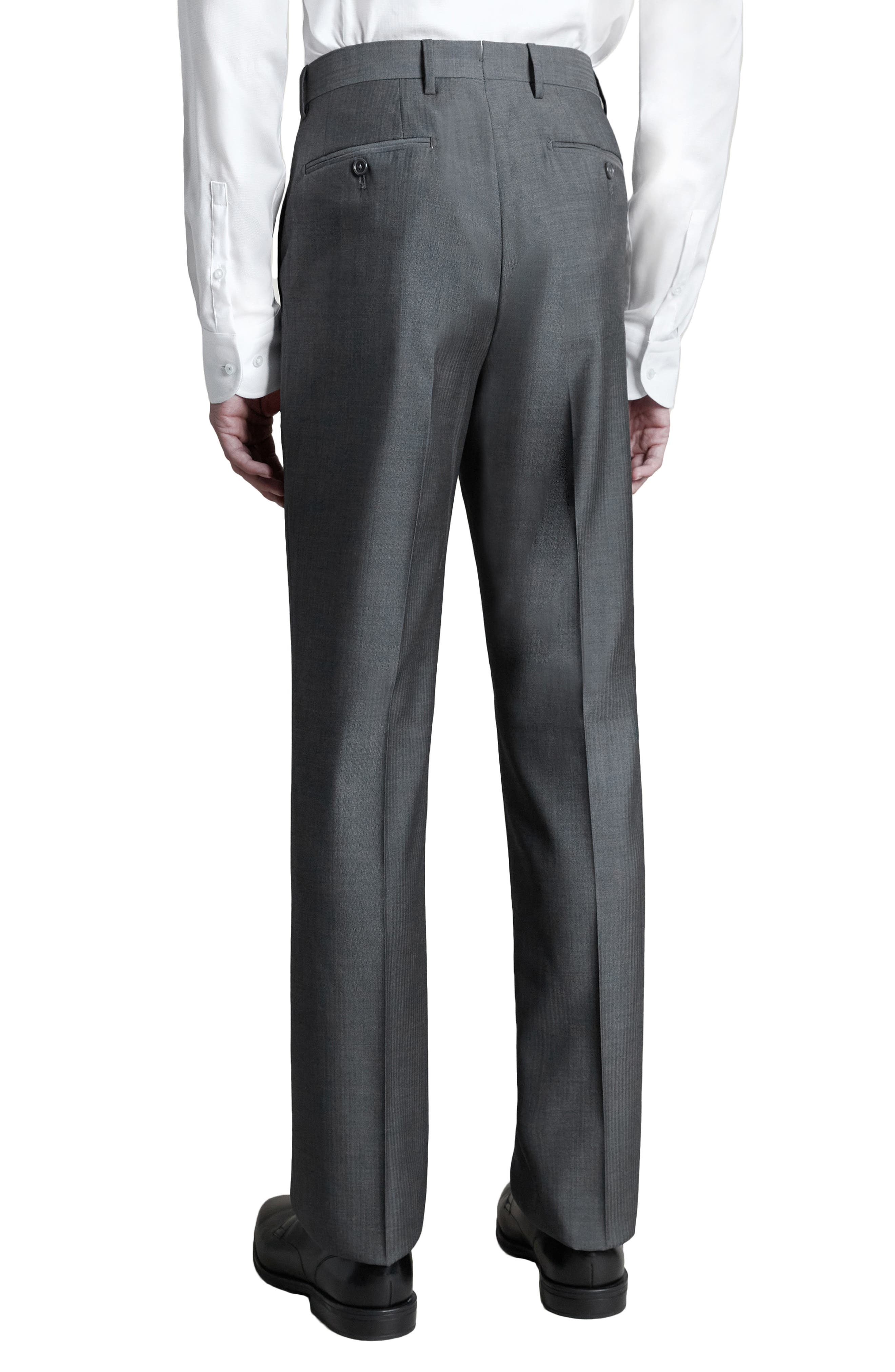 Flat Front Wool Herringbone Dress Pants - image 2