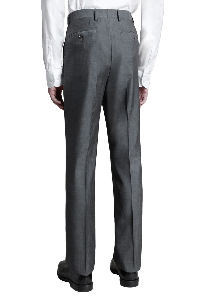 Flat Front Wool Herringbone Dress Pants, Alternate, color, GREY