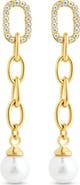 Sterling Forever Daphne Cubic Zirconia & Faux Pearl Chain Drop Earrings