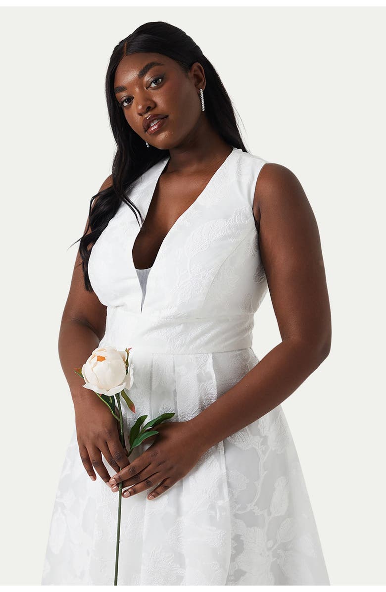 Coast Plus Size Plunge Neck Maxi Wedding Dress, Alternate, color, Ivory