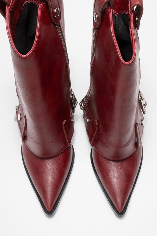 Prologue Shoes Lola Zip Pointed Toe Heel Boot In Burgundy