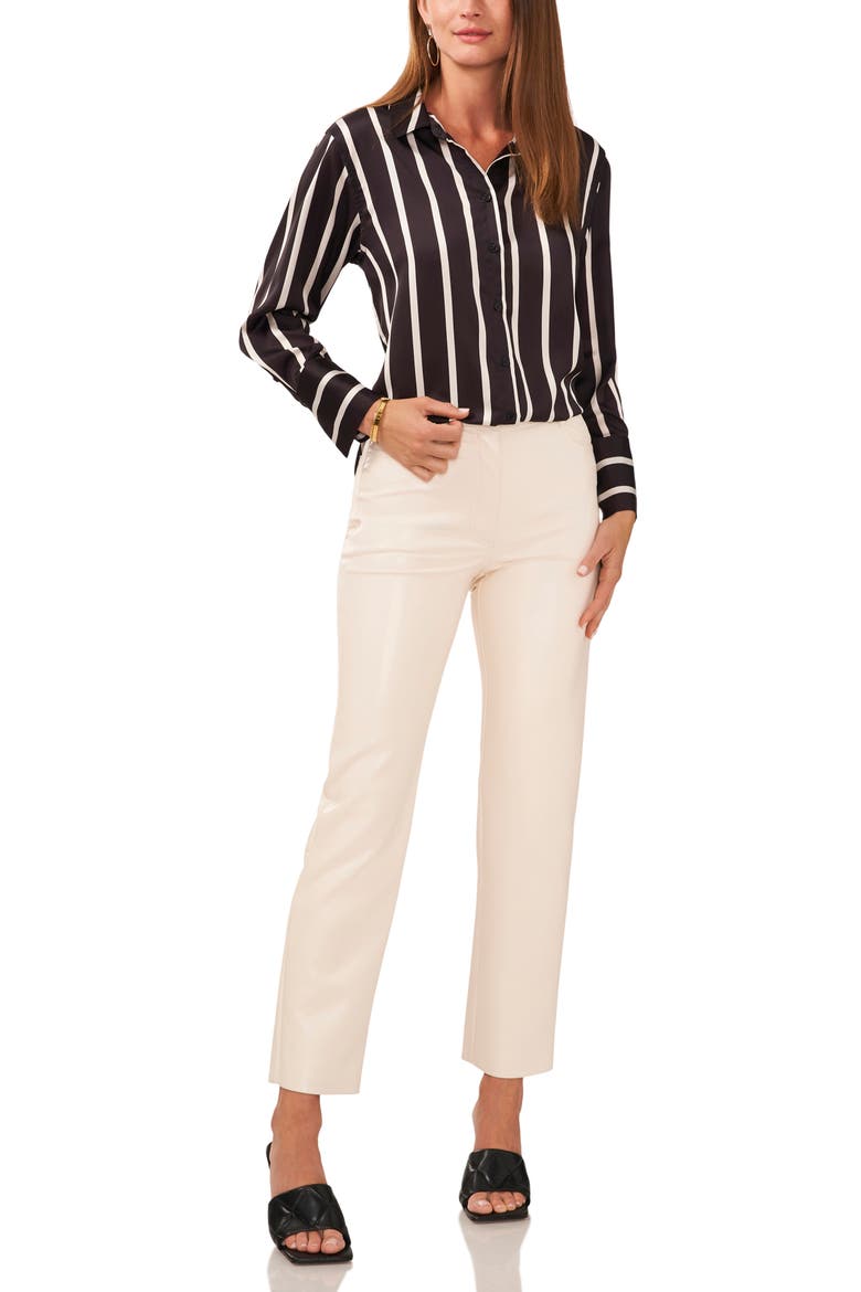 Stripe Satin Shirt, Alternate, color, RICH BLACK