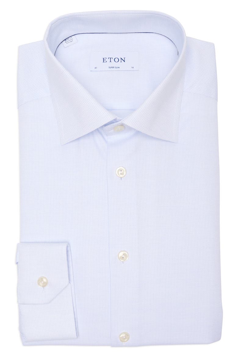 Super Slim Fit Dot Cotton Dress Shirt, Alternate, color, BLUE