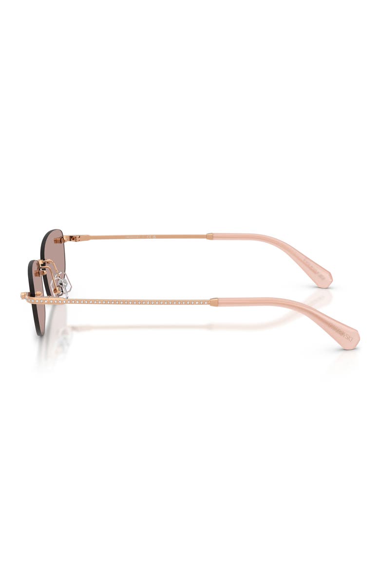 57mm Irregular Sunglasses, Alternate, color, ROSE GOLD / LIGHT PURPLE BROWN