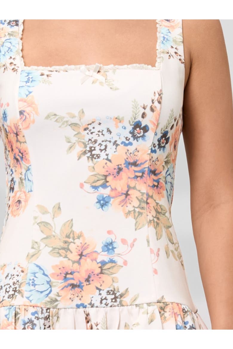 Bea Square Neck Mini Dress, Alternate, color, Peach Cream Floral
