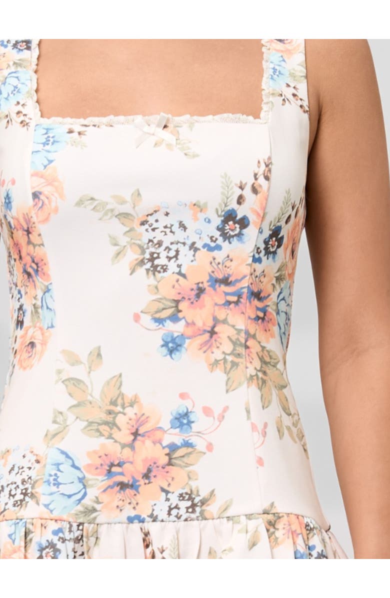 RACHEL Rachel Roy Bea Square Neck Mini Dress, Alternate, color, Peach Cream Floral