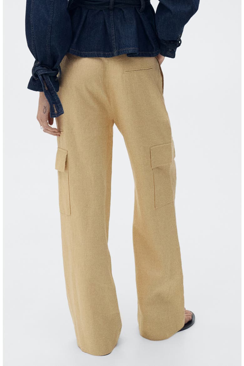 Linen Cargo Pants, Alternate, color, MUSTARD