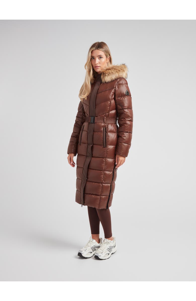 JACK1T Diamond Belted Extra Long Down Coat, Alternate, color, Mid Brown/Natural