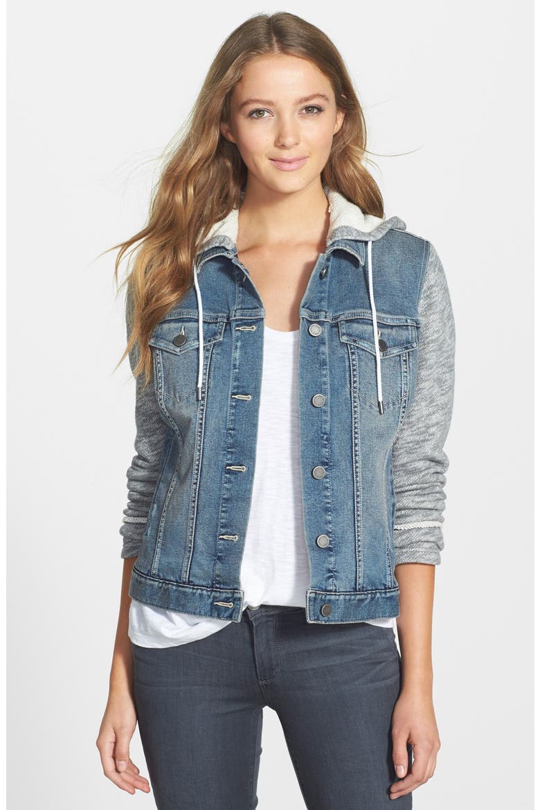 Hooded Denim Jacket, Main, color, INDIE WASH