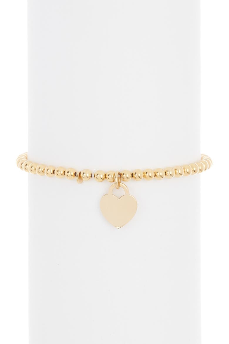 Ball Bead Heart Charm Bracelet, Main, color, YELLOW