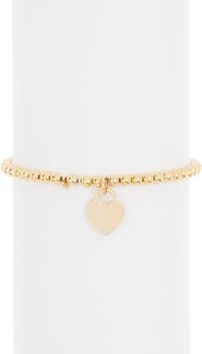 Adornia Ball Bead Heart Charm Bracelet