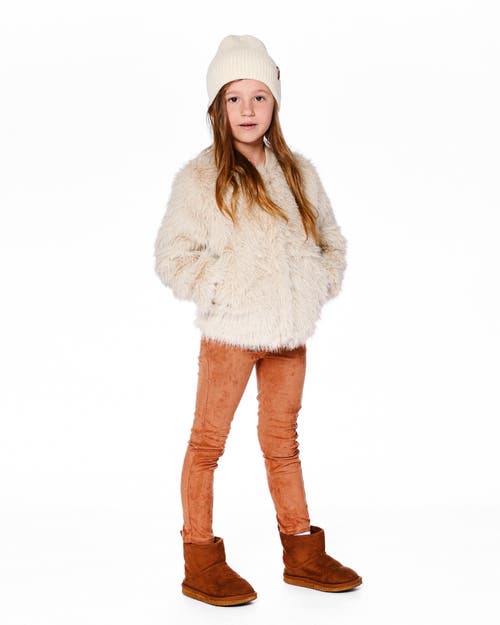 Deux Par Deux Short Faux Fur Coat In Brown