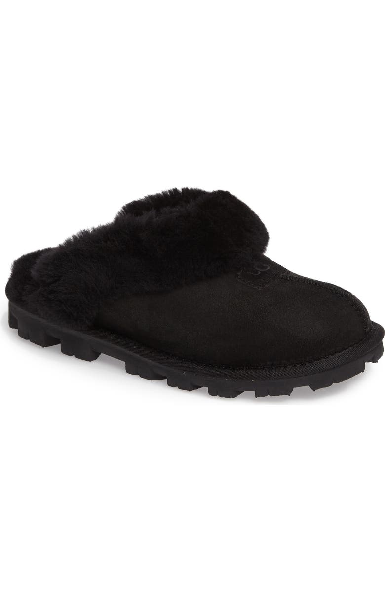 UGG<sup>®</sup> Coquette Genuine Shearling Lined Slipper, Main, color, Black