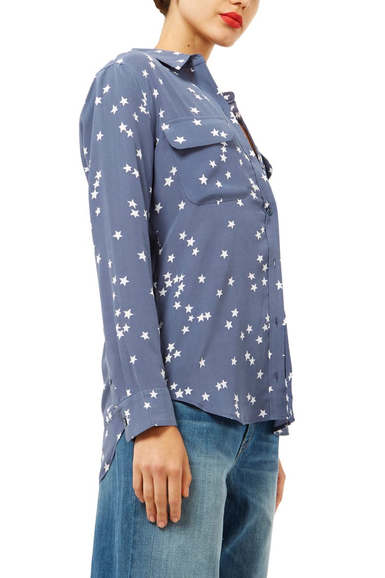 'Starry Night' Silk Shirt, Alternate, color, BLUESTONE