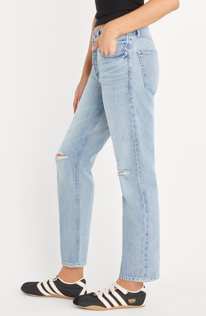 Good American Ripped Mid Rise Ankle Straight Leg Jeans, Alternate, color, Indigo1252
