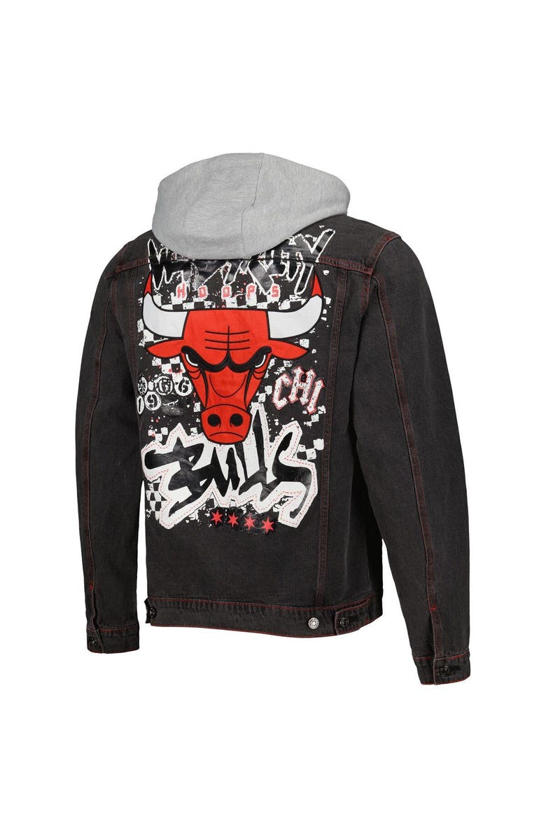 THE WILD COLLECTIVE Unisex The Wild Collective Black Chicago Bulls Windy City Button-Up Denim Jacket, Alternate, color, 