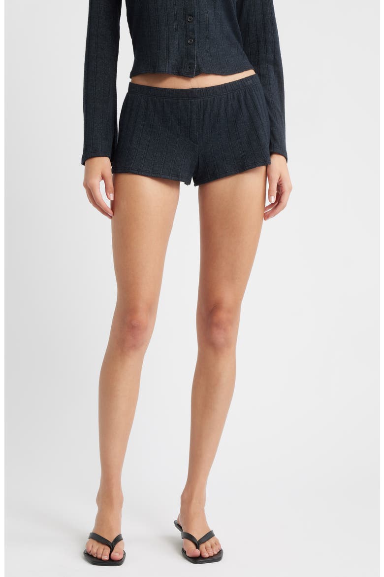 The Luna Low Rise Rib Cashmere Blend Shorts, Main, color, BLACK