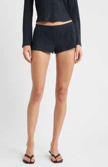 Bella Venice The Luna Low Rise Rib Cashmere Blend Shorts